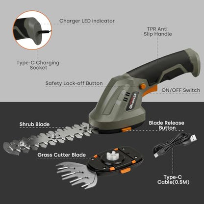 Hedge Trimmer, 2-in-1 Cordless, 2000mAh Battery