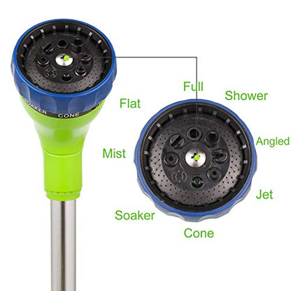 GREEN MOUNT Watering Wand, 16 Inches Sprayer Wand with 8 Watering Patterns for Lawn and Garden Use - color: Blue-green