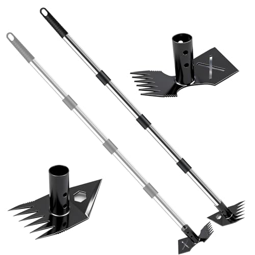 Weed Puller Tool with Long Handle,2-in-1 Heavy-Duty Weed Rake-60 Adjustable,Handle Hoe Garden Tools for Planting,Loosening Soil,Patio,Yard, Garden and Lawn