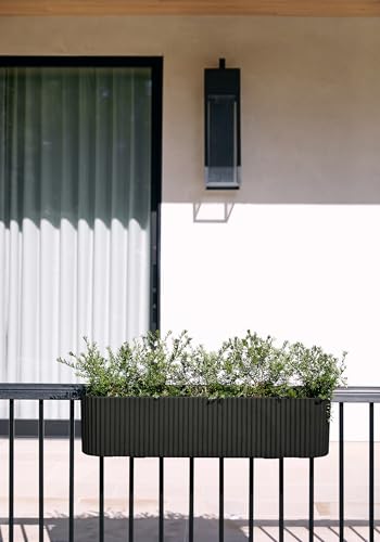 Veradek Demi Series Railing Planter - Round Window Box with Bracket - color: Black, size: 36 inch - 2 Pack