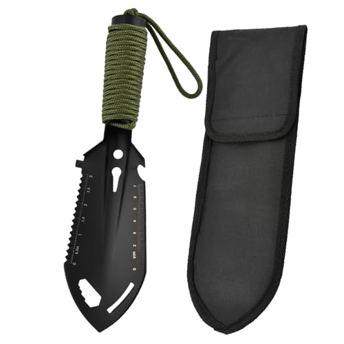 9‑in‑1 Mini Camping Shovel, Ultralight Backpacking Trowel Multitool - color: black