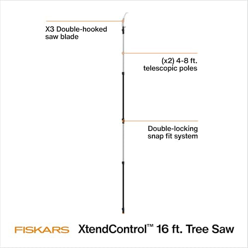 Fiskars 4-16 Ft XtendControl Extendable Modular Pole Saw & Tree Trimmer - style: 16' X3 Double-Hooked Saw
