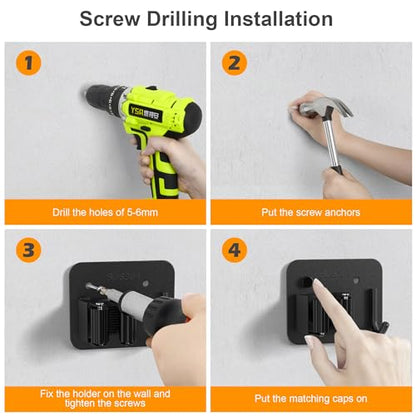 4 Pack Stainless Steel Heavy Duty Broom Holder Wall Mount with Hook, Black - color: D-Black, size: 4PCS Gripper