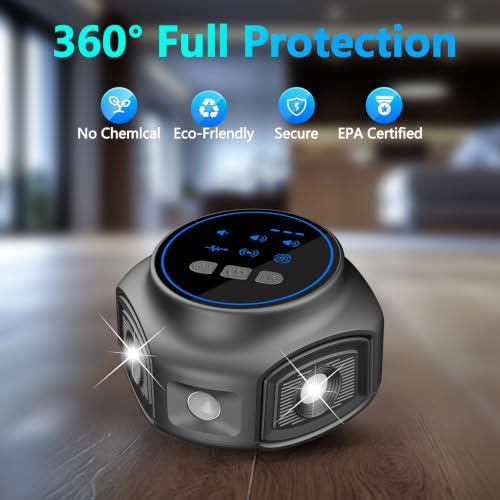 Rodent Repellent Ultrasonic Plug in, Mice Repellent Indoor, Ultrasonic Pest Repeller with 360° Coverage for Rats, Squirrels, Spider, Pest Control Device for House, Attic, Kitchen, Garage