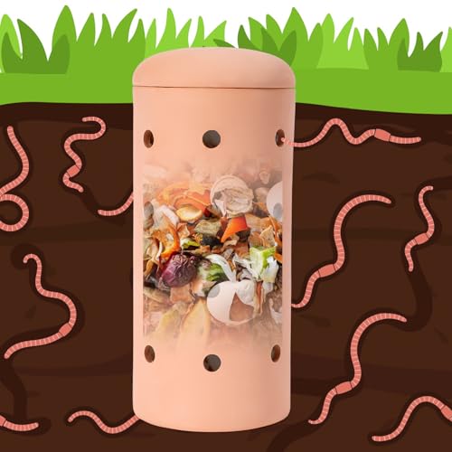 Underground Worm Composting Bin 10In Outdoor Inground Worm Composter for Beginners, Garden Compost Bin for Garden Beds & Home Use for Kitchen Waste and Raised Garden Beds