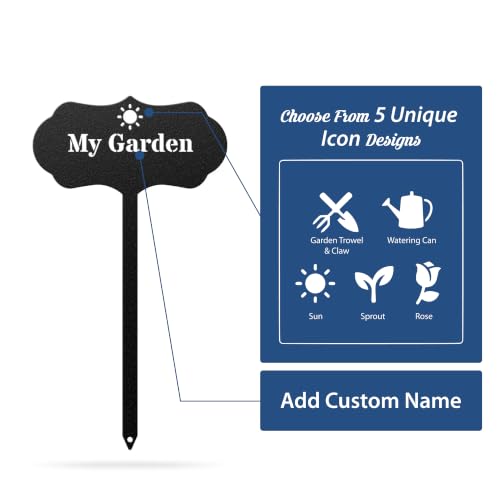 RealSteel Custom Seed & Plant Markers – Metal Garden Stakes for Herbs, Fruits & Vegetables | Elegant Steel Plant Labels for Pots, Raised Beds & Outdoor Gardens | Farmhouse & Greenhouse | Rose Icon - style: Rose