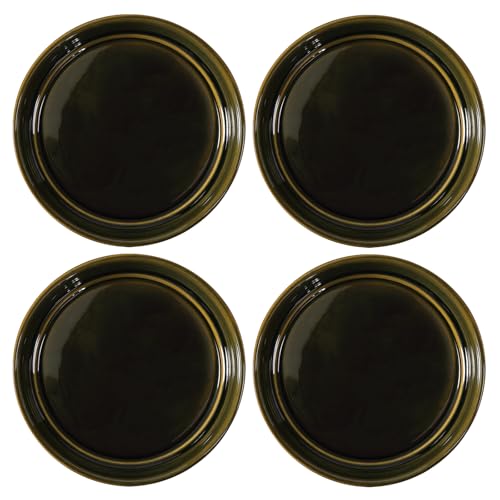 Plant Saucers, 4-Pack 4.5 Inch Ceramic Plant Saucers, Glazed Plant Pot Saucers, Drainage Drip Water Tray, Plant Trays to Catch Water for Indoors Outdoors Succulents Small Potted Plants (Glaze Green) - color: Glaze Green