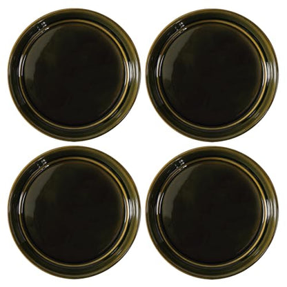 Plant Saucers, 4-Pack 4.5 Inch Ceramic Plant Saucers, Glazed Plant Pot Saucers, Drainage Drip Water Tray, Plant Trays to Catch Water for Indoors Outdoors Succulents Small Potted Plants (Glaze Green) - color: Glaze Green