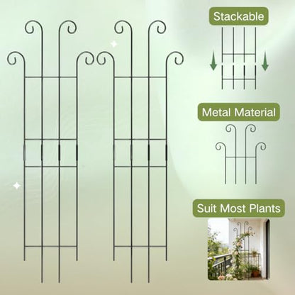 2 Pack 33 inch Plant Trellis for Climbing Plants Outdoor/Indoor, Expandable Large Metal Garden Trellis for Climber Plants, Sturdy Houseplant Support Stakes for Potted Vine Ivy Pothos Monstera - size: 33in/2Pack,Style 2
