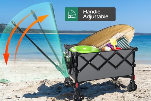 Leonyo 220Lbs Foldable Grocery Wagon Cart with Wheels for Camping, Grey - color: Gray