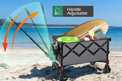 Leonyo 220Lbs Foldable Grocery Wagon Cart with Wheels for Camping, Grey - color: Gray