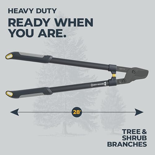 Woodland Tools Heavy Duty Lopper – 28 Inch Lever-Action Branch Cutter with Bypass Blade and Non Slip Grip – Manual Tree Limb Cutter for Thick Branches and Tough Yard Work - style: Heavy Duty Lopper