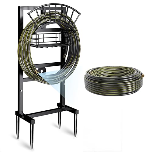 Heavy Duty Garden Hose Holder include 45ft Rubber Hose 5/8"