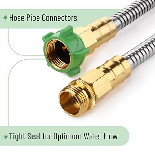 UNCO- Metal Garden Hose, 3 Feet Stainless Steel, No Kink, Lightweight (Pack of 2) - color: Silver, size: 3 ft (Pack of 2)