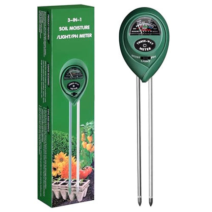 iPower 3-in-1 Soil Moisture/pH/Light Meter, Soil Test kit for Indoor & Outdoor Use, Suitable for House Plants, Garden, Lawn, Farm - size: Round New, style: 1 Pack