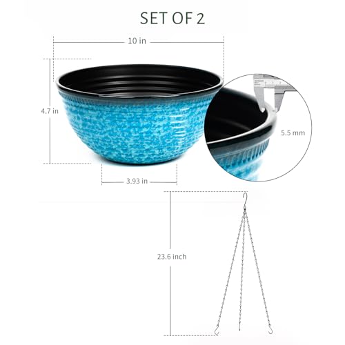 10Inch Hanging Planters Outdoor Indoor, Glazed Hanging Basket with Drainage - color: Snowflake Blue, size: 10inch