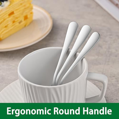DEHOV 8-Piece 5.5 Inch Stainless Steel Small Tea & Coffee & Espresso Spoons - color: Silver
