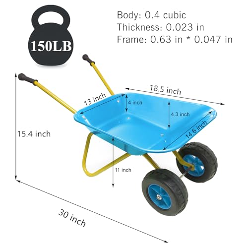2 Wheel Toddler Wheelbarrow Toy for Kids Gardening Tool Wheel Barrow(blue) - color: Blue