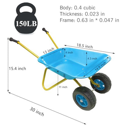 2 Wheel Toddler Wheelbarrow Toy for Kids Gardening Tool Wheel Barrow(blue) - color: Blue