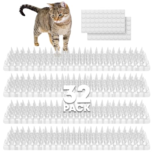 Petfolio 32 Pack Scat Mat - 13.3 x 3.3 Inch Cat Spike Mat With 1 Inch Spike Is A Perfect Pet Training Mat For Cat Repellent Indoor & Outdoor To Deter Cats, Dogs & Other Animals For All Seasons (Clear) - color: Clear 32PCS
