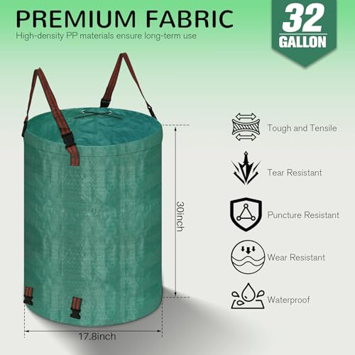 200L leaf Collector Bag, Shoulder Strap, and Drawstring – Reusable Yard Garden Bag for Leaves and Lawn Trash, Perfect for Leaf Removal, Yard Clean-Up (Without lid, 48 Gallon)