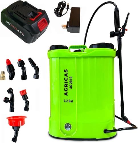 Battery Powered Backpack Sprayer 4.2 Gallon, Adjustable 0-100 PSI Pressure, Compatible with Makita 18V Battery, 7 Nozzles, Telescopic Wand, Charger Included, Electric Sprayer, Lawn & Garden Use - color: Model3-One Battery-4.2 Gal