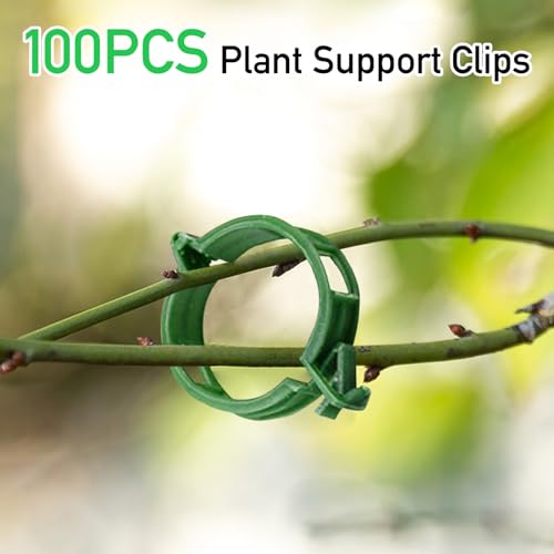 Winmany 100PCS Plant Support Garden Clips Tomato Supports/Connects Plants/Twine/Vines Trellis/Cages Vine Vegetable Fastening Clip Grafting Tools Make Grow Upright and Healthier - color: Green