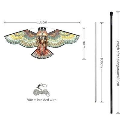 Bird Scare Flying Kite with 4m Pole Has The Effect of Scaring Birds-Owl - color: yellow
