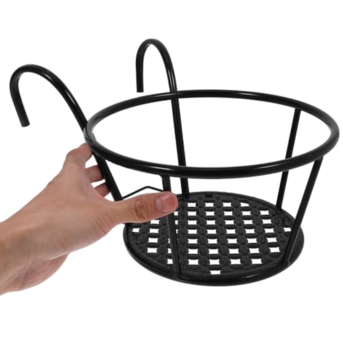 Hemoton 3 Pack Hanging Flower Pot Rack Iron Art Railing Pot Holders Outdoor Balcony Planters for Porch Deck Fence Ledge Garden