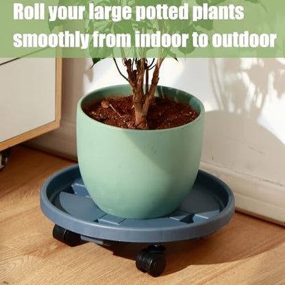5 Packs Large Plant Caddy with Wheels 13" Rolling Wheeled Plant Stands Heavy-Duty Plastic Flower Pot Roller Base Movers Indoor Outdoor Planter Dolly with Casters Trolley, Grey - color: Gray