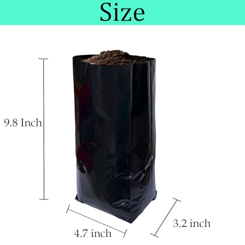 gardtree 100 Pcs Thicken Plastic Plant Nursery Bags 4.7" x 9.8", Grow Bags for Fruit Trees, PE Seedling Pots, Nursing Growing Pouch, Ideal for Flowers, Vegetables, Fruit, Plant Growing Containers - size: 4.7"x9.8"/100PCS