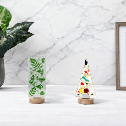 Kathfly 4 Pcs Mini Wood Adjustable Glass Art Stands Display Easel - color: Wood, size: 5 x 5 x 1.5 cm