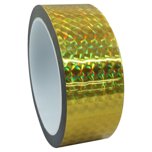 Jiozermi 1.37 Inch Holographic Reflective Tape, Gold, 55 Yard - size: 1.37 Inch x 55 Yard(Gold)
