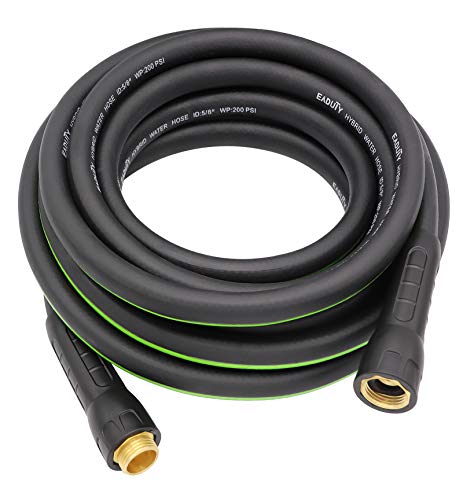 Hybrid Garden Hose 5/8 IN. x 25 FT, Heavy Duty, Lightweight, Flexible with Rotatable Grip Handle and Solid Brass Fittings - size: 25 FT