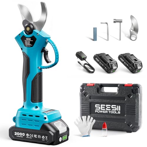 SEESII Electric Pruning Shears, 1.4" Cutting Cordless Pruner for Gardening - color: Sky Blue
