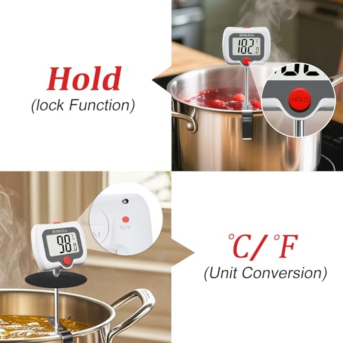 BOMATA Digital Candy Thermometer with Pot Clip, Deep Fry Oil Thermometer - color: White