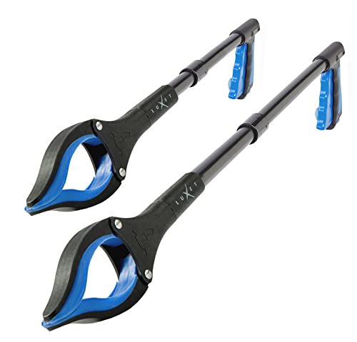 Grabber Reacher Tool - 2 Pack - Latest Version Long 19/32 Inch Foldable Pick Up Stick - Strong Grip Magnetic Tip Lightweight Trash Picker Claw Reacher Grabber Tool for Elderly Reaching, Luxet (Blue) - color: Blue