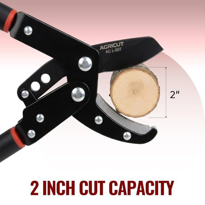 AGRICUT Telescopic Garden Loppers Anvil - Extendable Tree Trimmer 26" to 40.5" Reach, 2" Cut Capacity Heavy Duty Branch Cutter with 59HRC High Carbon Steel Teflon Blade, Loppers for Cutting Branches - style: Lopper (Extendable)