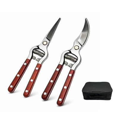 Garden Pruning Shears 2 Pack,Bonsai Trimming Scissors 8"Heavy Duty Garden Scissors Gardening Sharp for Handheld Heavy Duty Hedge Plant Branch Clippers Scissors Pruners Tools