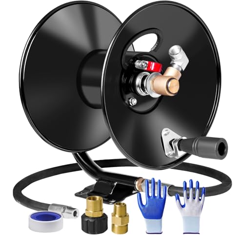 MEKOH Compact Pressure Washer Hose Reel 50ftx3/8” / 65ftx1/4”, 4000PSI