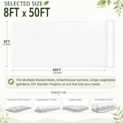 8Ft x 50Ft Garden Netting, Fine Mesh Insect Netting for Plant Protection - size: 8Ft x 50Ft