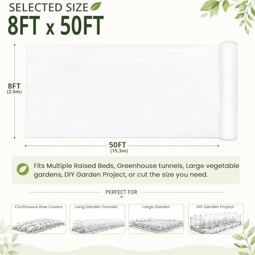 8Ft x 50Ft Garden Netting, Fine Mesh Insect Netting for Plant Protection - size: 8Ft x 50Ft