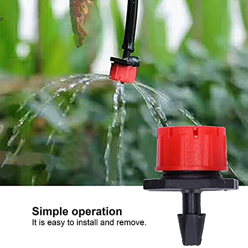 100PCS Drip Irrigation Emitters, Adjustable Irrigation Drippers Sprinklers 1/4 Inch Emitters Drip 360 Degree Water Flow Irrigation for Flower Plant Watering System