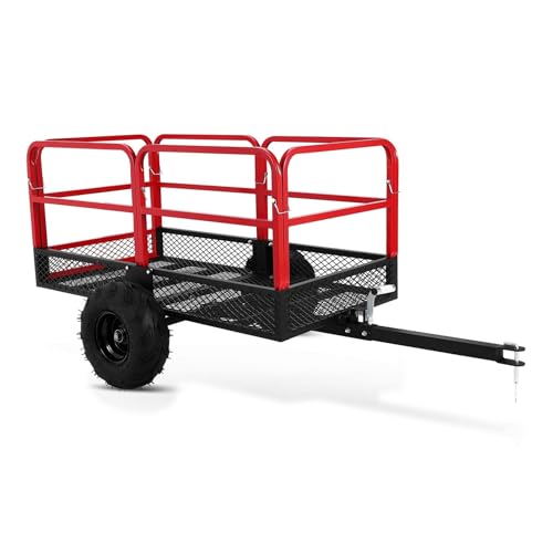 Garvee ATV Trailer Garden Dump Cart Tow Behind, 1500 LBS 22 Cubic Feet Heavy Duty Steel Pull Behind Yard Wagon Cart with 2 Wheels, for Lawn Mower Tractor, ATV, UTV - size: 1500 lbs