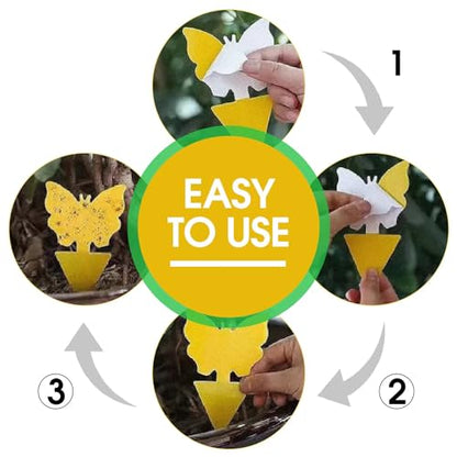 58 Pack Yellow Sticky Gnat Traps for Plants - Fungus Gnat Killer, Fruit Fly Traps for Indoors, Gnat Sticky Traps for Plants, Family Friendly Design, Sunflower + Butterfly Shapes
