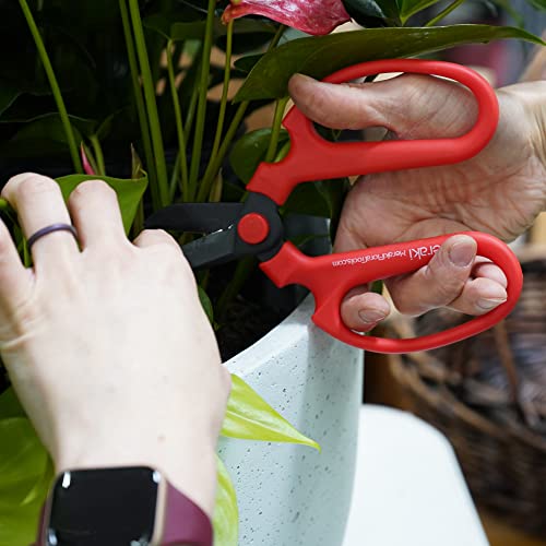 MerakiFloralTools Flower Scissors With Black Carbon Steel Blades 6.7 Inch, Amaryllis (Red) - style: 6.7 Inch Red
