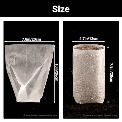 100PCS White Plant Nursery Bags Large, 7.8x10 inches Non-Woven Fabric Seedling Grow Bag, Seed Starting Pots Pouches for Planting Seedling Cutting Clones - color: White, size: 7.8"x10"/Pack of 100