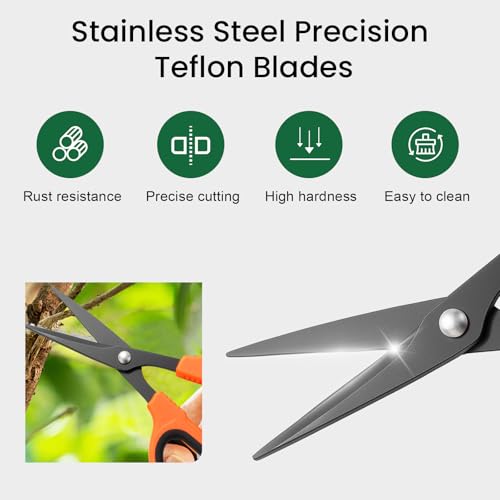 GROWNEER 7.2'' Trimming Scissors Teflon Coated, 1 Pack Pruning Shears