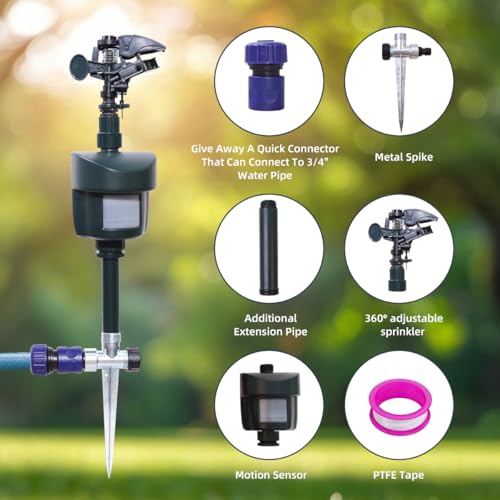 Motion Sensor Sprinkler with Adjustable Head, Day and Night Mode - color: Green-1
