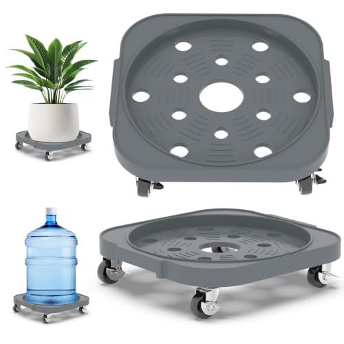 2 Pack 11'' Heavy Duty Rolling Plant Caddy with Wheels, Dark Grey - color: Dark Grey
